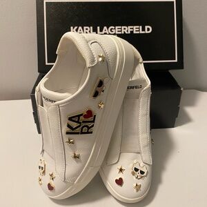 Karl Lagerfeld White Slip-On Sneakers